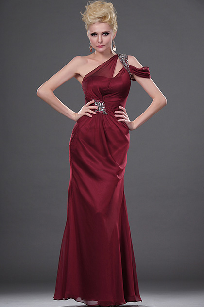 New Stylish One Beaded Shoulder Evening Gown