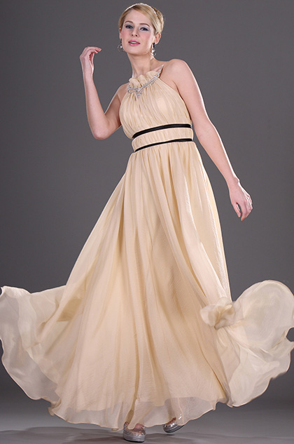 Halter leuchtend  Perlen Abendkleid