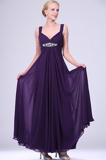 Violet Robe élégant Violet Perle V-neck Robe de Cérémonie (00108606) - eDressit