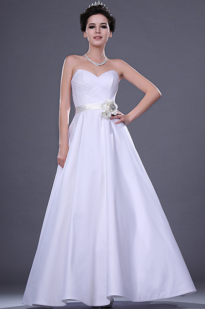 New Strapless Wedding Gown with Satin Rose Belt