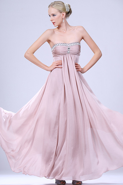 New Arrival Strapless Beaded Evening Dress