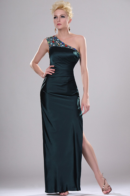 New Beaded One Shoulder Evening Dress