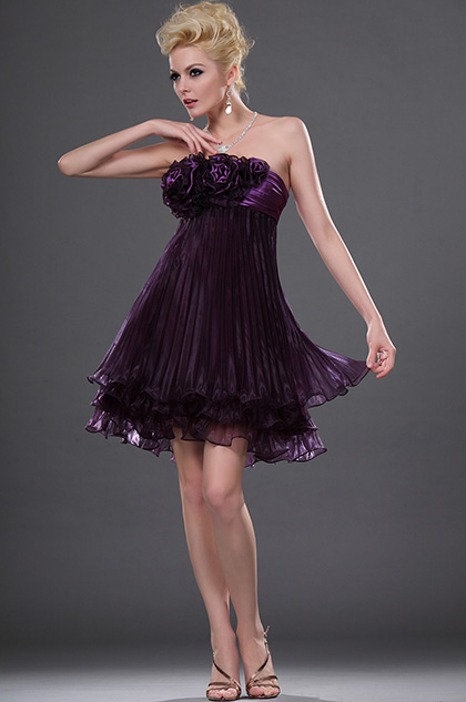 Alluring Pleated Strapless Cocktail Dress