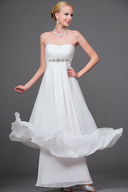 New Elegant Beaded Strapless Evening Gown