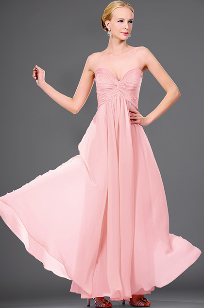 strapless pink evening dress