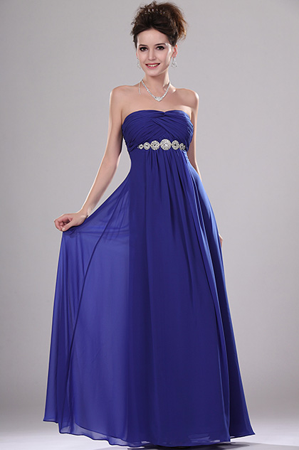 Elegant Shimmering Beaded Strapless Evening Dress