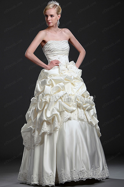 New Beaded Ruffled Wedding Gown