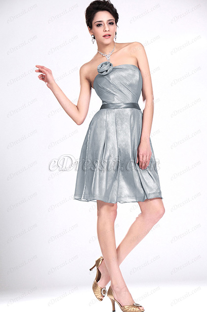 New Strapless Grey Bridesmaid Dress