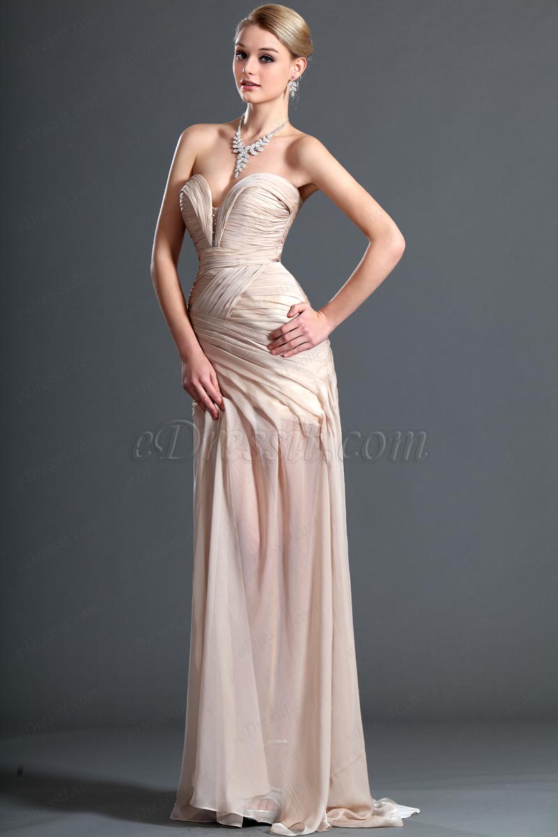 Ruched Chiffon Elegant Evening Dress with Beaded Drape Overlay Stormy