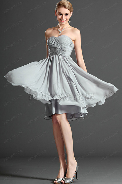 Strapless Grey Bridesmaid Dress