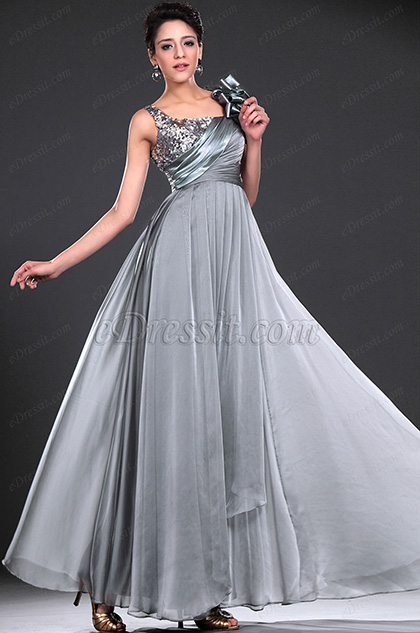 New Glamouring Sequins Grey Evening Dress