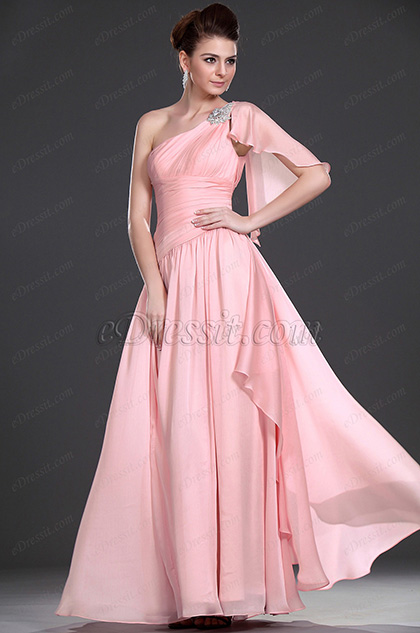 Fashionable Single Shoulder Evening Dress