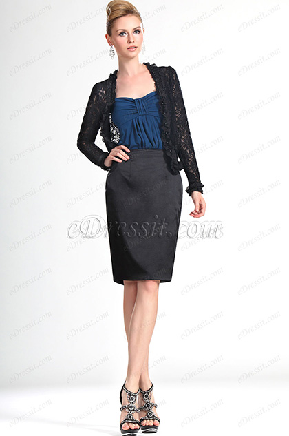 New Lady Black Lace Short Jacket Coat