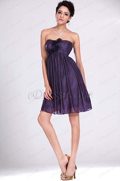 New Strapless Purple Bridesmaid Dress