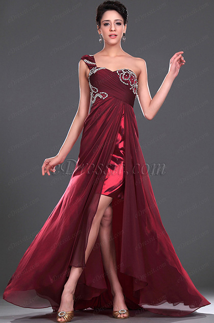 Marvelous One Shoulder Evening Dress