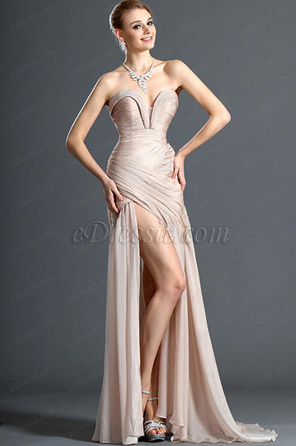 Ruched Chiffon Elegant Evening Dress with Beaded Drape Overlay Emerald