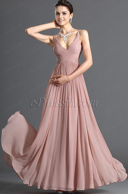 Elegant V-cut Evening Dress