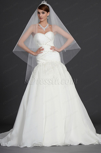 Sweetheart Lace Tulle Wedding Gown Prom Gown