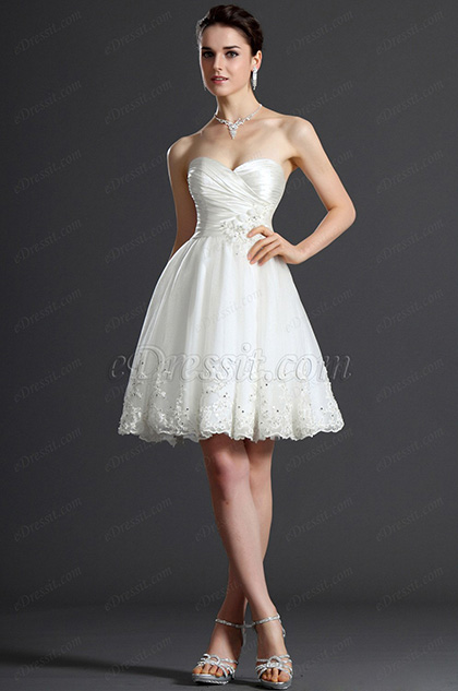 Hot Style Sweetheart Knee Length Wedding Dress