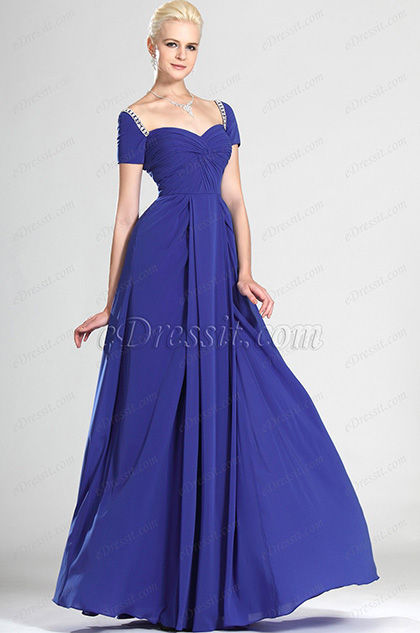 Short Sleeves Evening Dress