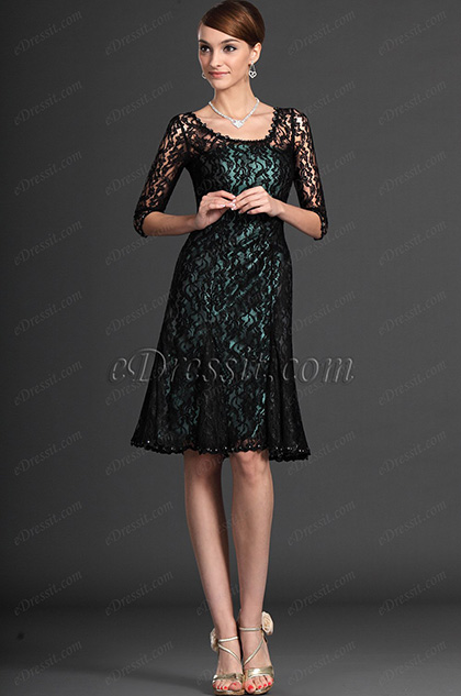 Charming Overlace Sleeves Mother of the Bride Dress