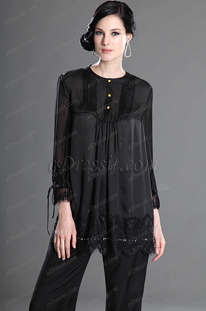 Black Long Sleeves Round Neckline Wear to Work Jacket