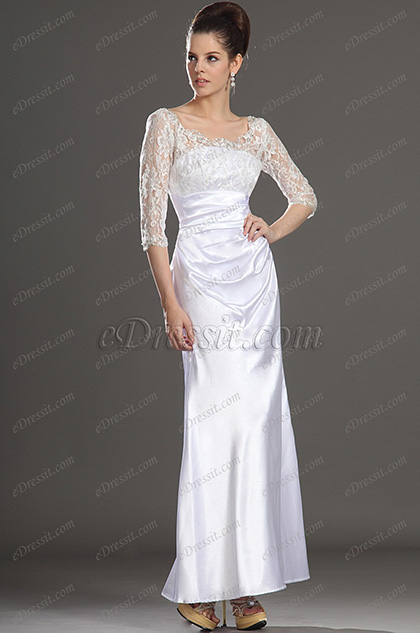 Solde!  Robe Mere de Mariee  Blanche Longue Dentelle