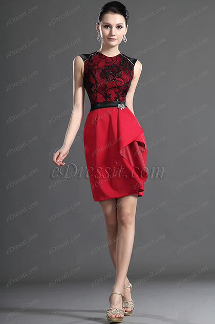 Elegant  Sleeveless Red Lace Mother of the Bride Dress