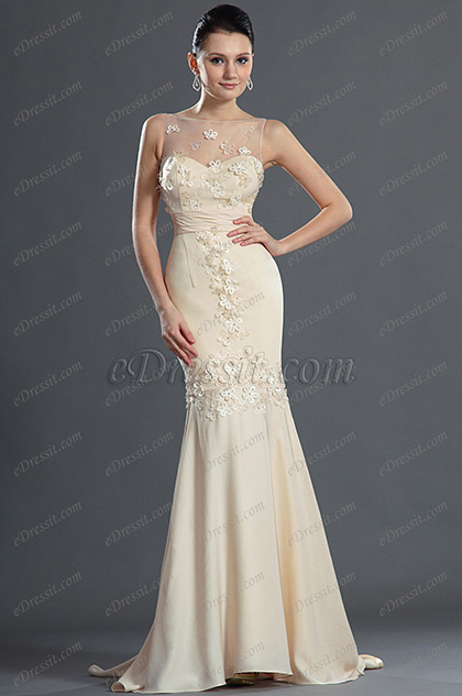 Elegant Mermaid Flower Evening Dress