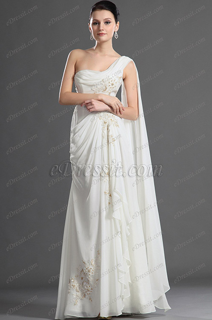 Charming One Shoulder Pleated Evening Dress