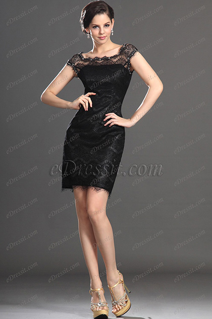 New Fabulous Lace Little Black Cocktail Dress