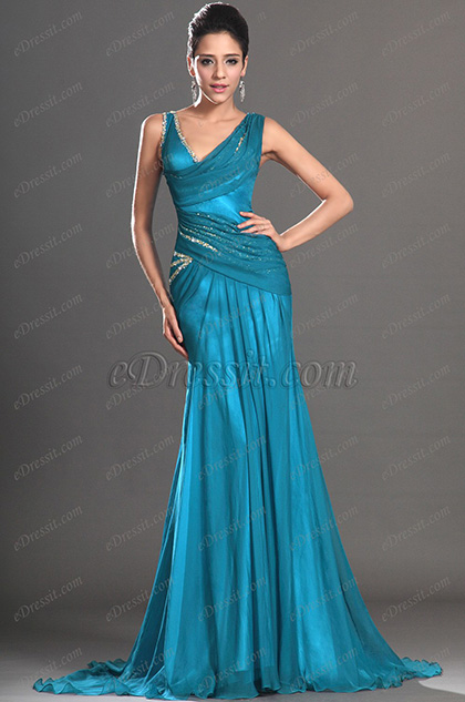 New Stylish Two Shoulder Evening Dress