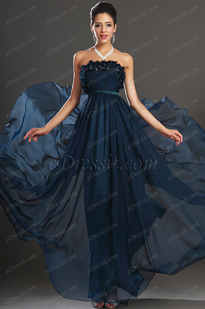 New Adorable Strapsless Overlace Evening Dress