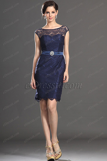 New Elegant Cap Sleeves Lace Party Dress Day Dress