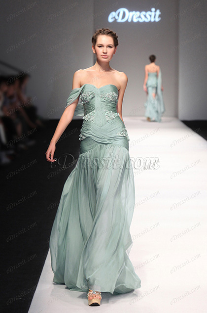 2013 S/S Fashion Show Stylish One Shoulder Evening Dress Prom Gown