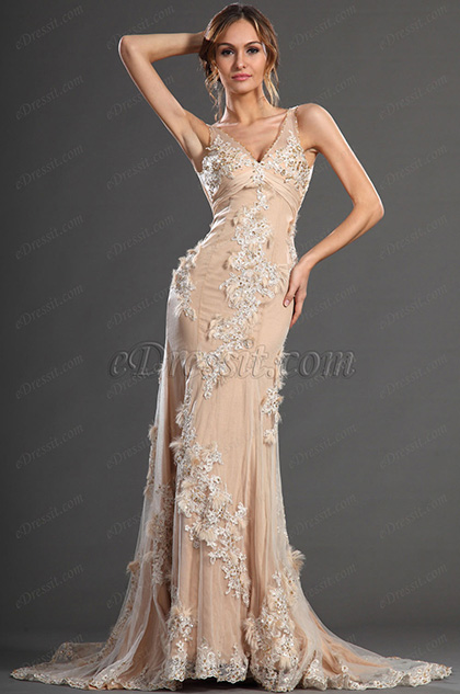 2013 S/S Fashion Show Stylish Sexy V-neck Evening Dress Prom Gown