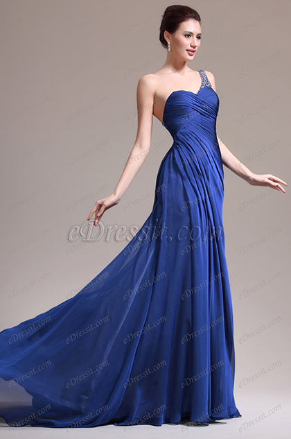 New One Shoulder Lovely Evening Dress