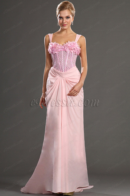 2013 S/S Fashion Show Pink Straps Evening Dress Prom Gown