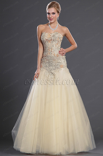 2013 S/S Fashion Show Sexy Strapless Evening Dress Prom Gown