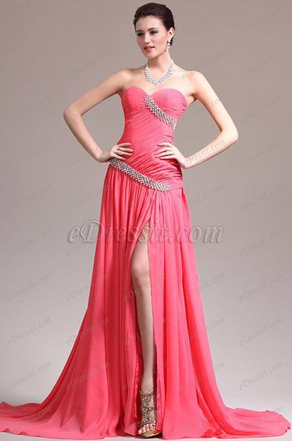 New Gorgeous Pleated Sweetheart Beadings Evening Dress