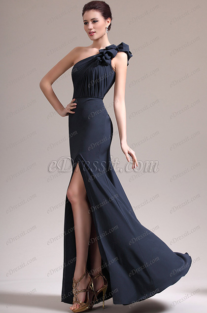 New Gorgeous One Shoulder High Split Evening Dress