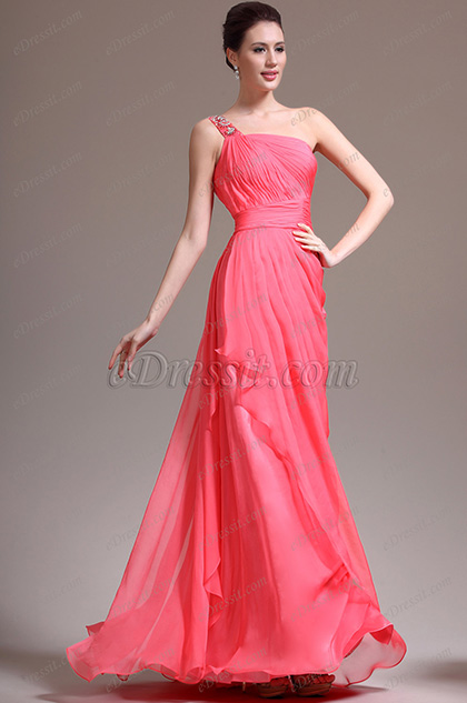 New Gorgeous One Shoulder Beadings Evening Dress