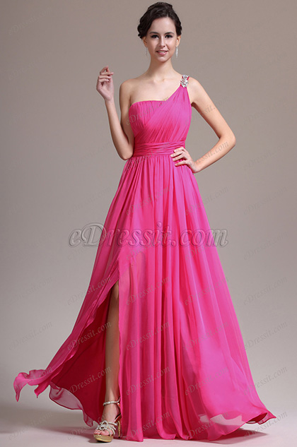 New Lovely One Shoulder Delicate Beads Evening Dress