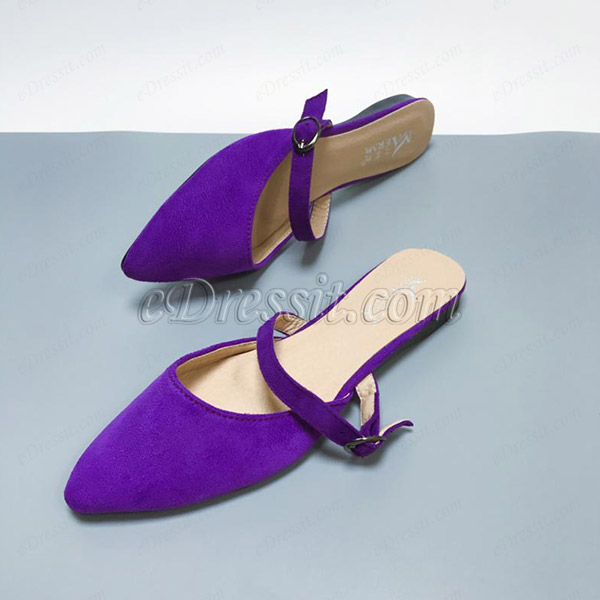 Simple Suede Toe Closed Pointed Flat Slipper Shoes