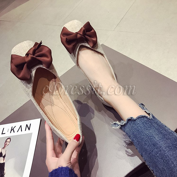Zapatos planos en punta con punta de Bowknot