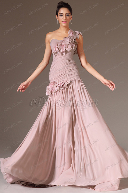 One-Shoulder Sweetheart Evening Gown