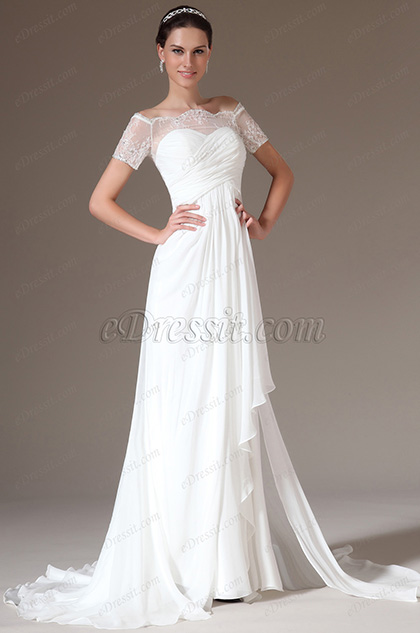 Graceful Overlace Off Shoulder Wedding Gown