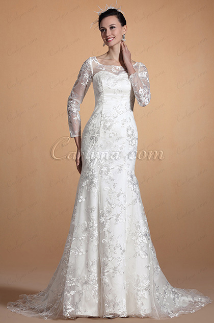 Sleeves Overlace Mermaid Wedding Gown