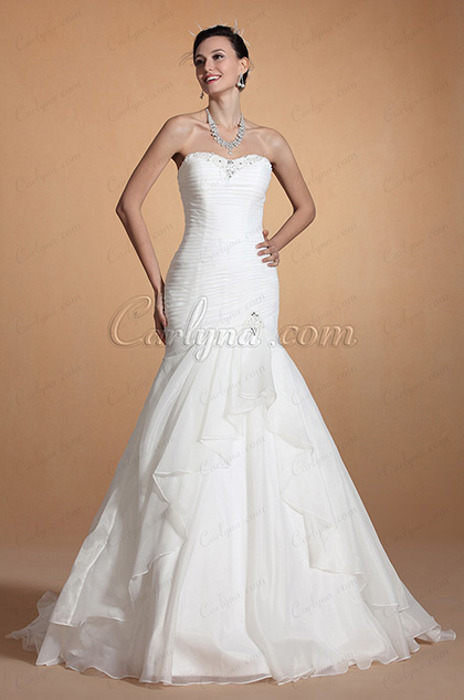 2014 New Elegant Strapless Sweetheart Neck Mermaid Wedding Gown