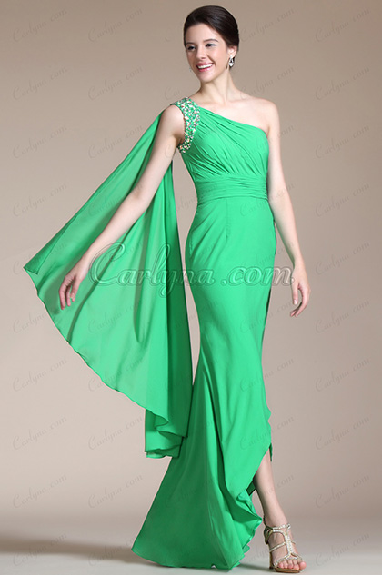 Adorable Green One Strap Evening Dress Prom Dress